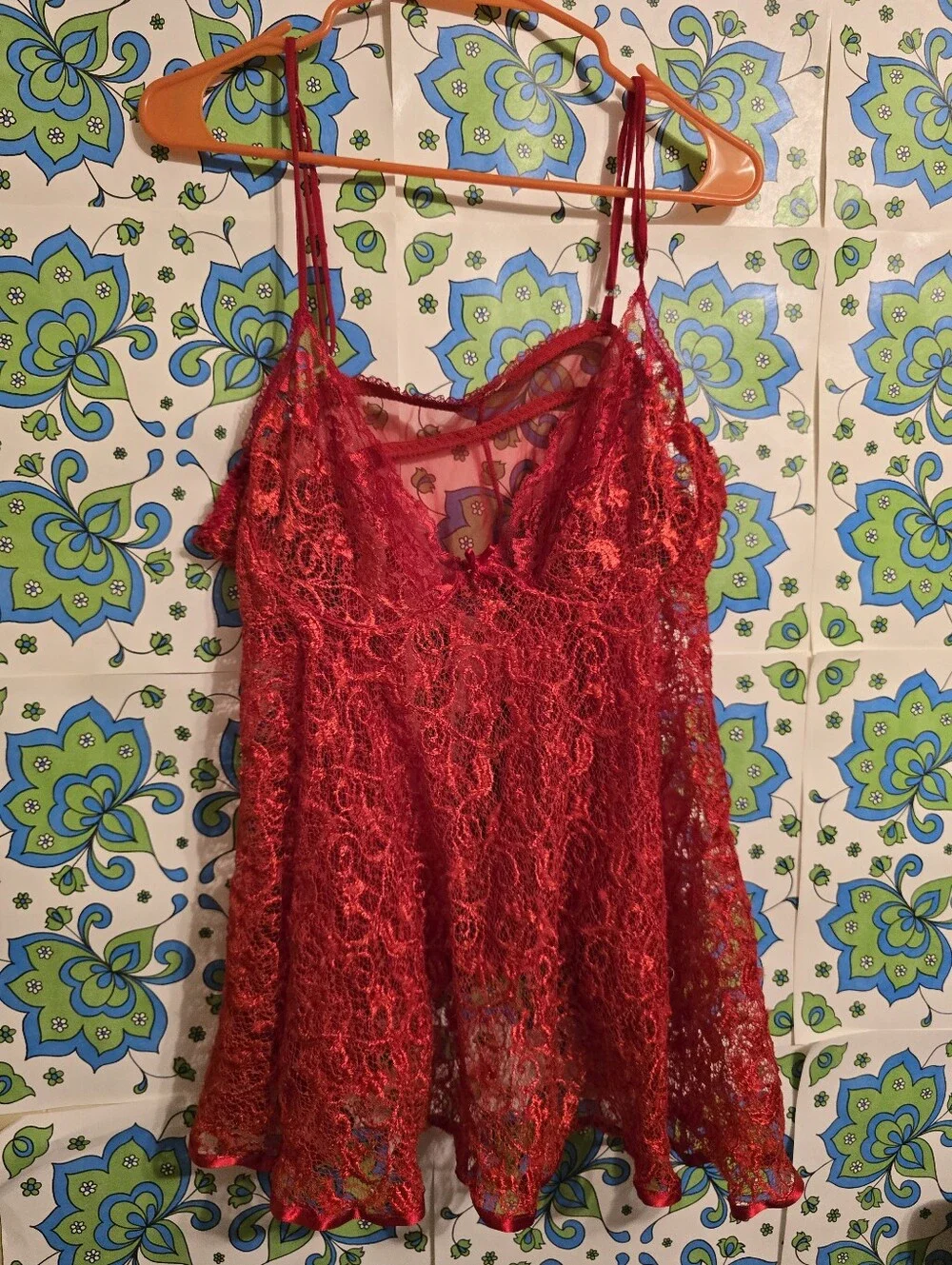 Vintage | Red Lace Lingerie Slip - Picture 3 of 4